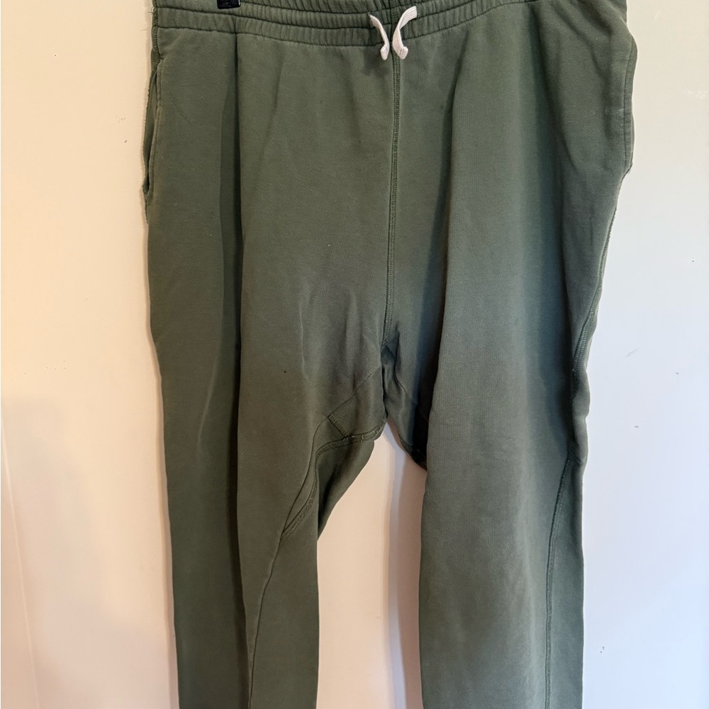 Green Track Pants with Elastic Waistband and Tapered Ankle